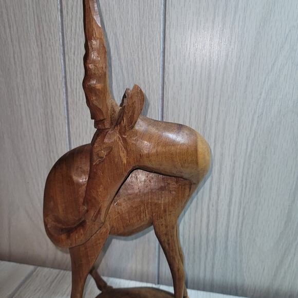 Vtg Handcarved Wooden Gazell Kenya Sculpture Besmo Figurine African MCM - Picture 2 of 7